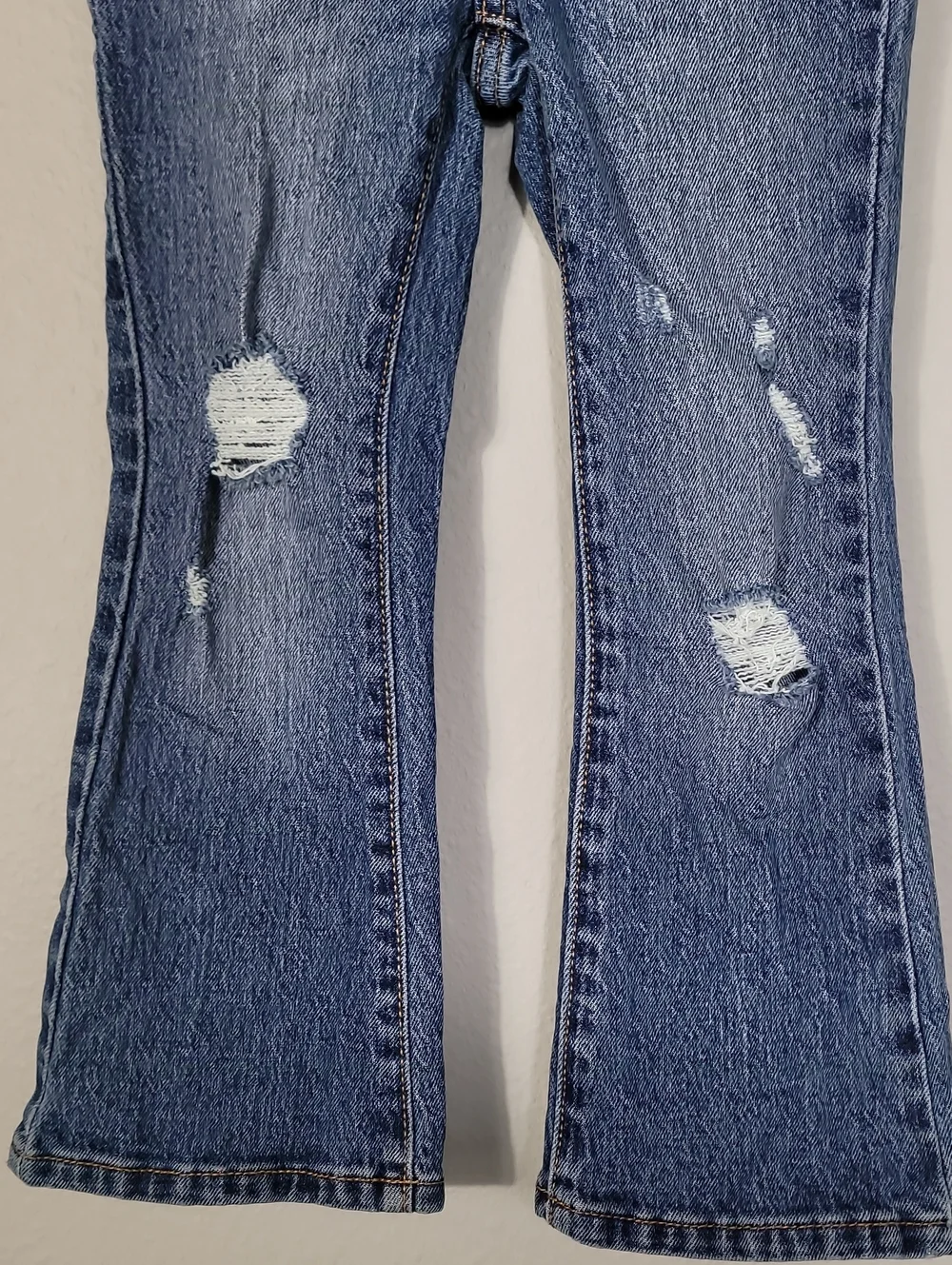 Old Navy Girls High Rise Flare Jeans Size 5 Adjustable Waist Denim Cotton